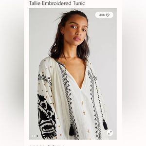 NWOT - Free People Tallie Embroidered Tunic